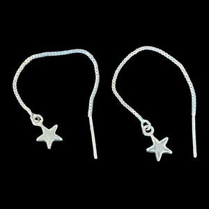 Sterling Silver 925 Star Threader Earrings Celestial Women’s Jewelry Dainty
